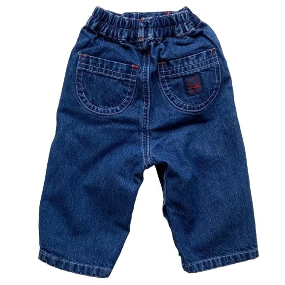 BUM Equipment Blue Denim Pull-On Embroidered Dog and Moon Jeans Size 0-3 Months - Picture 2 of 6